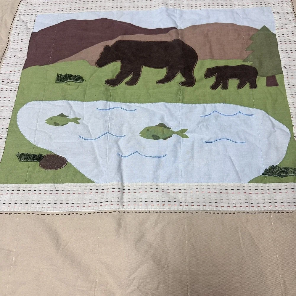 Woolrich Twin Quilt Sham Set Kids Big Bear Campground Camp Cabin Wilderness 2Pc